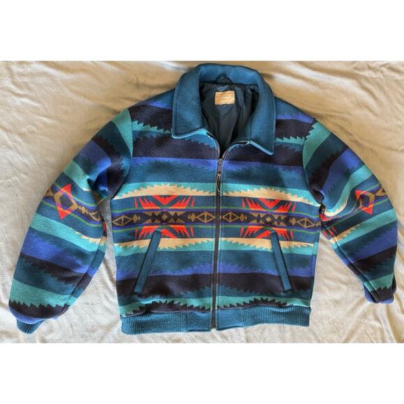 Men’s Pendleton Wool High Grade Western Wear Jacket Coat Large Blue